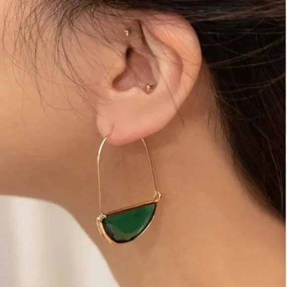 Green crystal drop earrings M7 - Picture 2 of 7